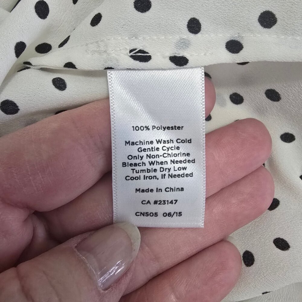 Talbots Women's 2x White Black Polka Dot Blouse Flowy Business Professional - Picture 6 of 9